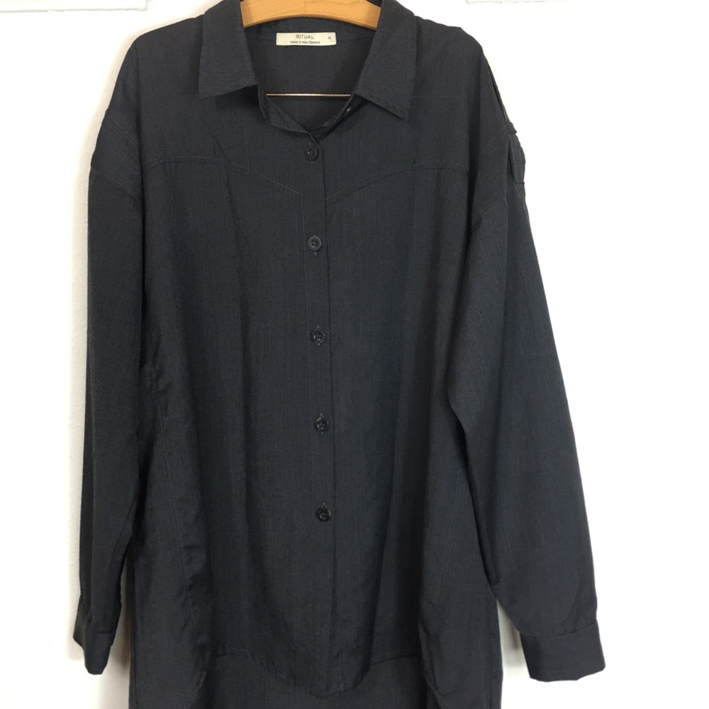 RITUAL NZ wool angora blend button down shirt 14